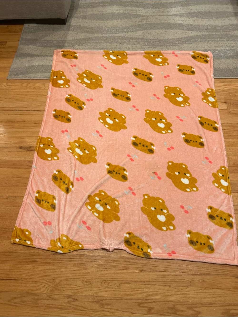 Kids Pink Bear Print Pajama Blanket